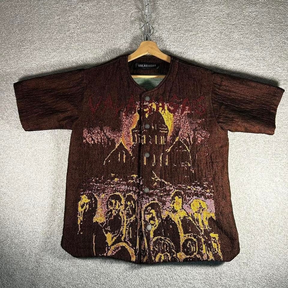 Men’s Valabasas tapestry all over print short sleeve button up streetwear shirt
