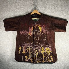 Men’s Valabasas tapestry all over print short sleeve button up streetwear shirt