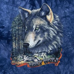 Vintage Delta “Grey Wolf” Animal Nature Wildlife Blue Tie Dye T-Shirt XL XXL