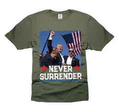 Never Surrender USA Flag Shirt Donald Trump PA Rally Shirt DJT Support Shirt