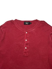 Double RL RRL Ralph Lauren Shirt Men’s Red Henley Waffle Knit Size Xlarge