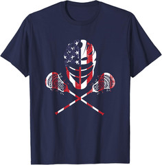Lacrosse American Flag Lax Helmet Sticks 4th of July Unisex T-Shirt
