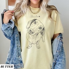 Custom Dog Portrait Photo Comfort Tee Personalized Pet Memorial Gift Shirt