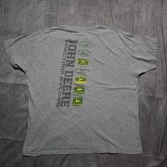 John Deere Mens L Gray Logo Generations Tee Tractors Plows Farm Graphic T-Shirt