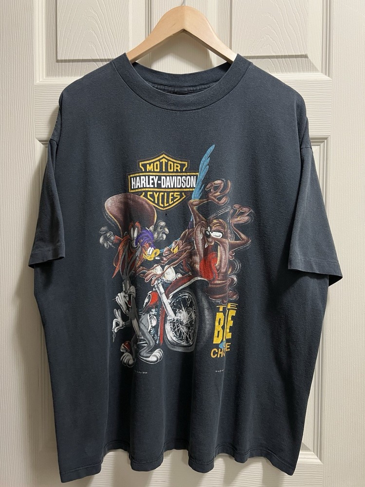 Vintage 1993 Harley Davidson Looney Tunes Group Tee Shirt Size XL Single Stitch