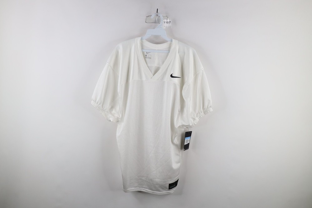 Deadstock Vintage Nike Mens Medium Blank Mesh Football Jersey White Polyester