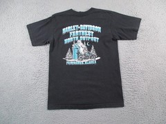 Harley Davidson Shirt Mens Medium Black Fairbanks Alaska Wolves Vintage Y2K