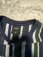 HUF Vertical Stripes Tee Shirt Size M Blue Green