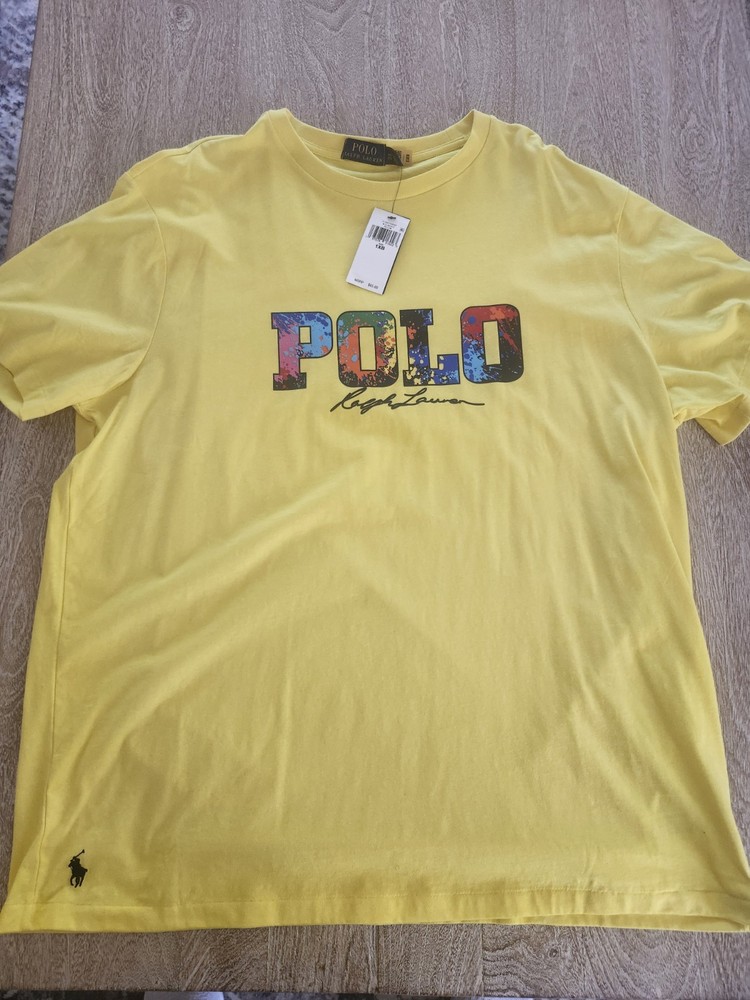 Polo Ralph Lauren Men’s 1XB Big & Tall Yellow Graphic Logo Crewneck Tee