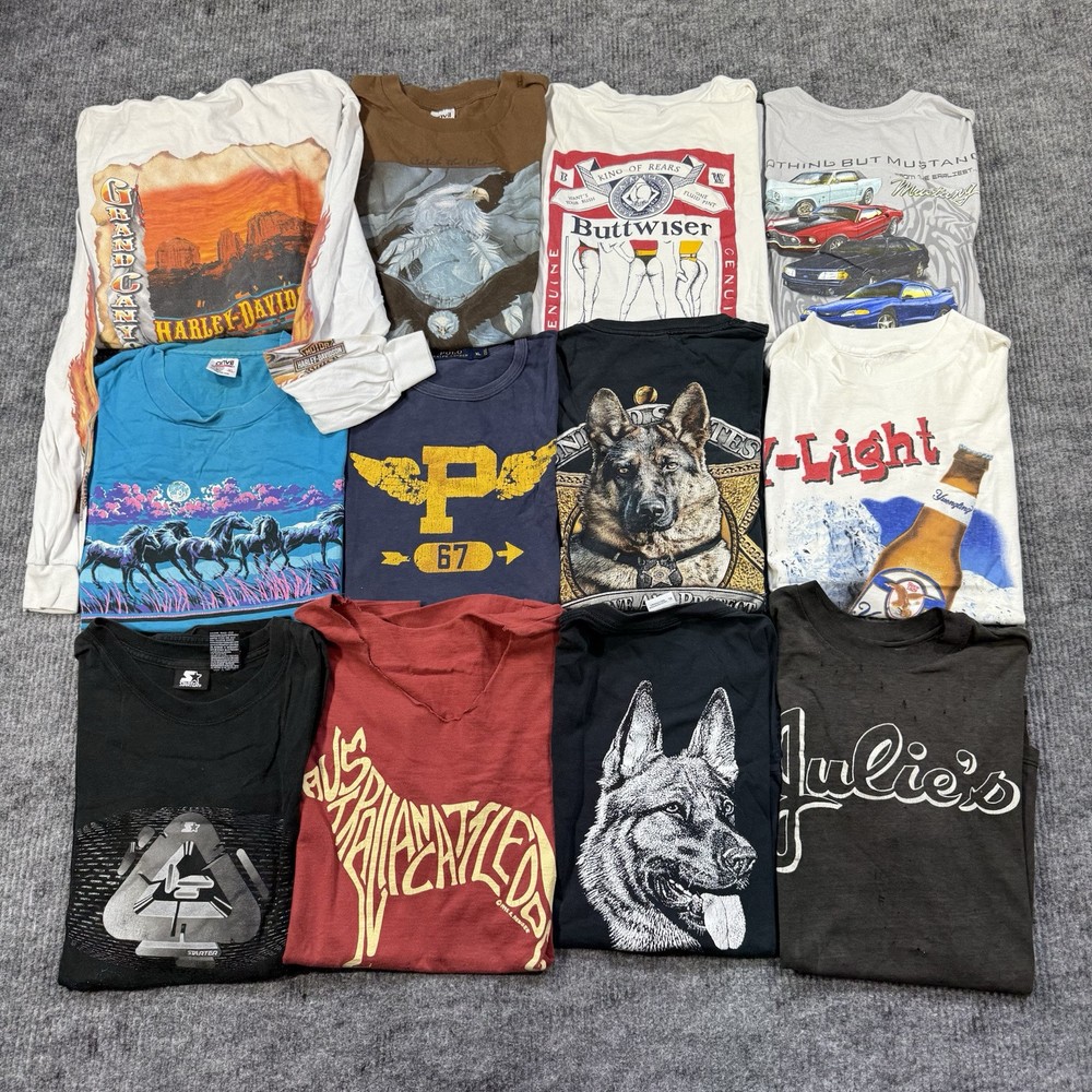 Vtg Graphic shirts Promo Funny Cartoons Sport Destinations Harley Lot Of 12 L/XL