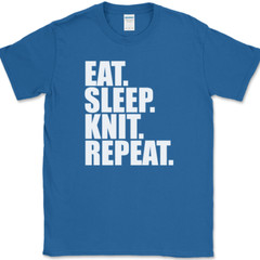 Eat Sleep Knit Repeat Knitting T-Shirt Yarn Hobby Stitch Craft Gift Tee