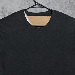 Buck Mason Shirt Mens Large Dark Heather Gray Crewneck Curved Hem Made in USA
