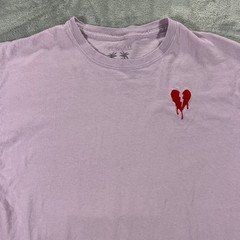 RIOT SOCIETY T-Shirt Mens Large Purple Dripping Broken Heart Tee