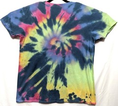 Handmade Tie Dye Spiral Pattern Multicolor Rainbow Large Shirt 21.5″ W X 28″ L