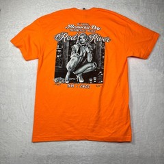 Suna 48 Annual Memorial Day T Shirt Mens L Orange Cotton Biker Rally Red River