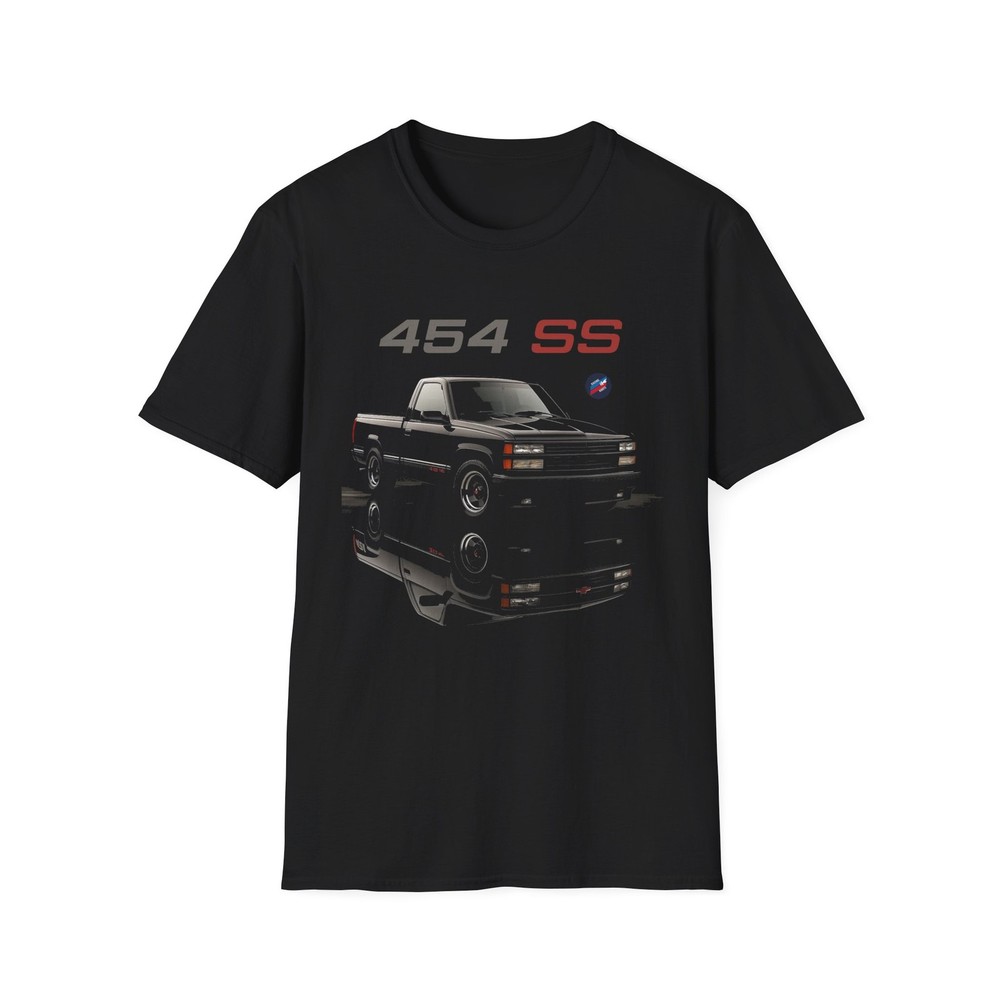Chevy 454 SS Pickup T-Shirt | 1990 Muscle Truck C1500 Sport Tee Black Graphic