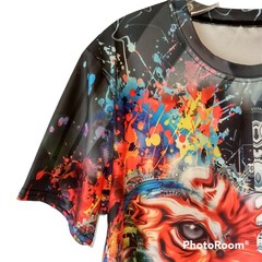 Skeleton/Tiger Graphic Shirt Men’s Large Wicking Poly/Spandex Short Sleeve NWOT