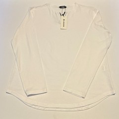 JMIERR Maternity M White Solid V-Neck Long Sleeve Pullover T-Shirt Top