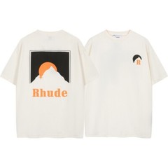 46Style RHUDE High Quality 100% Cotton Short Sleeve Men Women Polo T-Shirt S-2XL