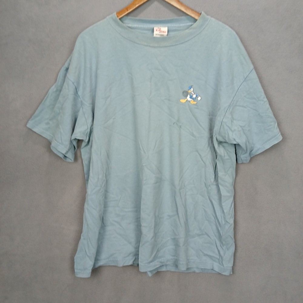 VTG Disney Cyan Donald Duck T Shirt Mens XL Light Blue World Famous Fowl Mouth