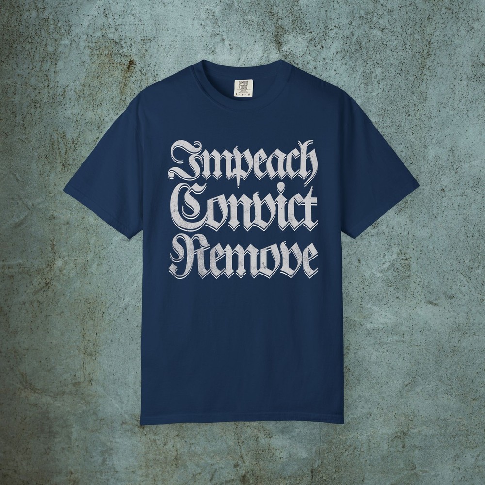Impeach Convict Remove Trump Distressed Graphic T-shirt, Gothic Resistance Tee