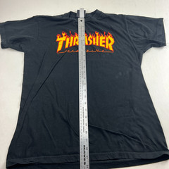 Thrasher Magazine Flame Logo T Shirt Men’s Med (39″) Black Skateboard Tee Spots