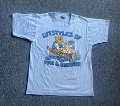 Vintage Lifestyles Of The Poor & Unknown Shirt Mens Medium Blue Cat 80s Funny