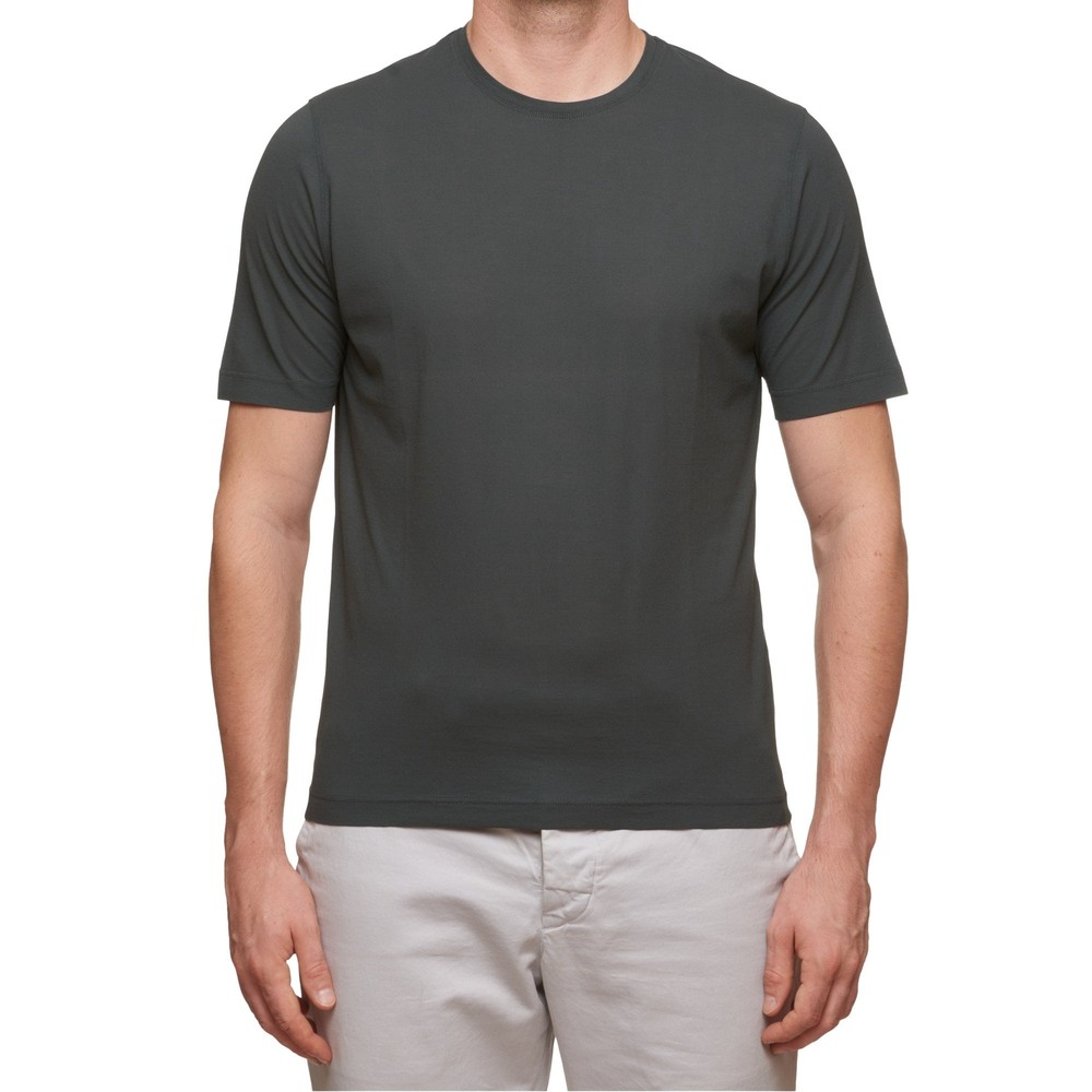 Kiton KIRED “Baciomc” Gray Exclusive Crepe Cotton Short Sleeve T-Shirt Slim XXS