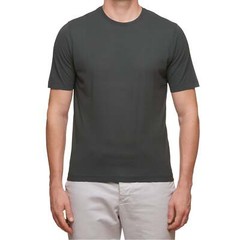 Kiton KIRED “Baciomc” Gray Exclusive Crepe Cotton Short Sleeve T-Shirt Slim XXS