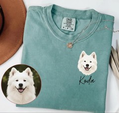 Custom Pet Portrait Comfort Tee Personalized Dog Cat Lover