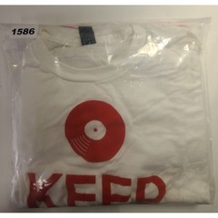 Tultex Keep Calm and Spin Records Graphic T-Shirt Men’s XL White Red DJ Vinyl