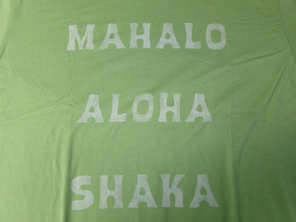 IRON AND RESIN LICENSED BRAND APPAREL T-SHIRT MADE IN USA MAHALO, ALOHA, SHAKA