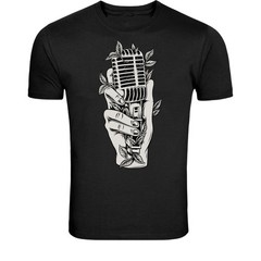 Vintage Microphone Hand T-Shirt – Retro Music Singer Graphic Tee