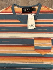 NWT! RRL Double RL By Ralph Lauren Striped Jacquard Pocket T-Shirt Men’s Size S