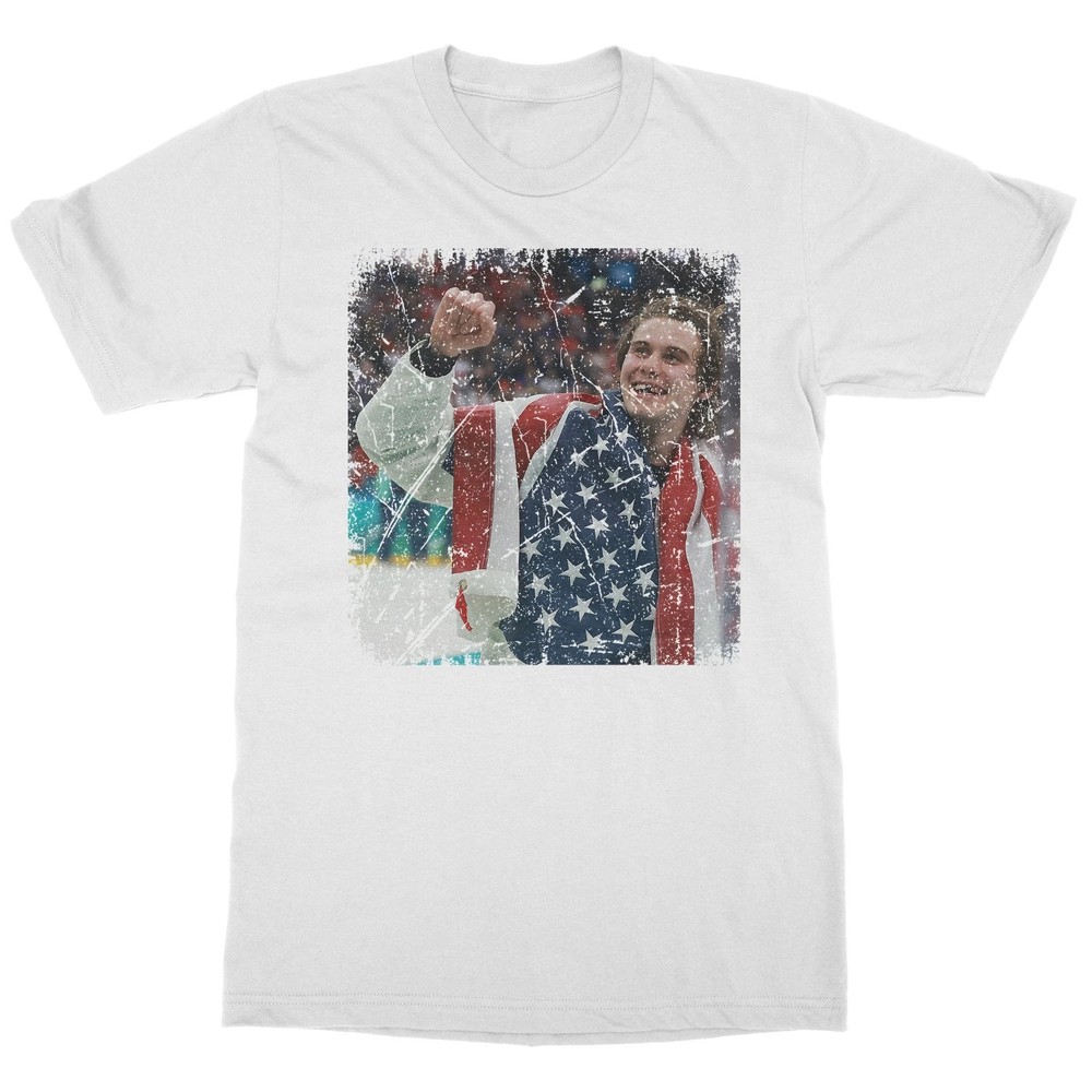 Share Jack Hughes USA Flag Graphic Gold Medal Hockey Team Unisex Size S to 5XL