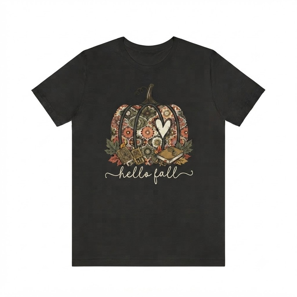 Hello Fall T-Shirt, Pumpkin Shirt, Thankful Shirt, Thanksgiving Shirt, Boho Fall