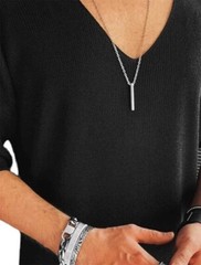 Men’s Knitted Short Sleeve T-Shirt Classic Casual Slim Fit V-Neck Shirts
