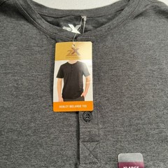 ZeroXposur Henley Melange Tee Shirt Gray Black Poly Spandex XL NWT