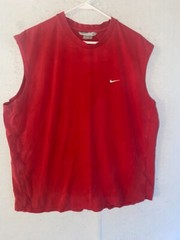 Vintage Nike Mens Shirt XL Crewneck Red Gray Tag Sleeveless Embroidered Swoosh
