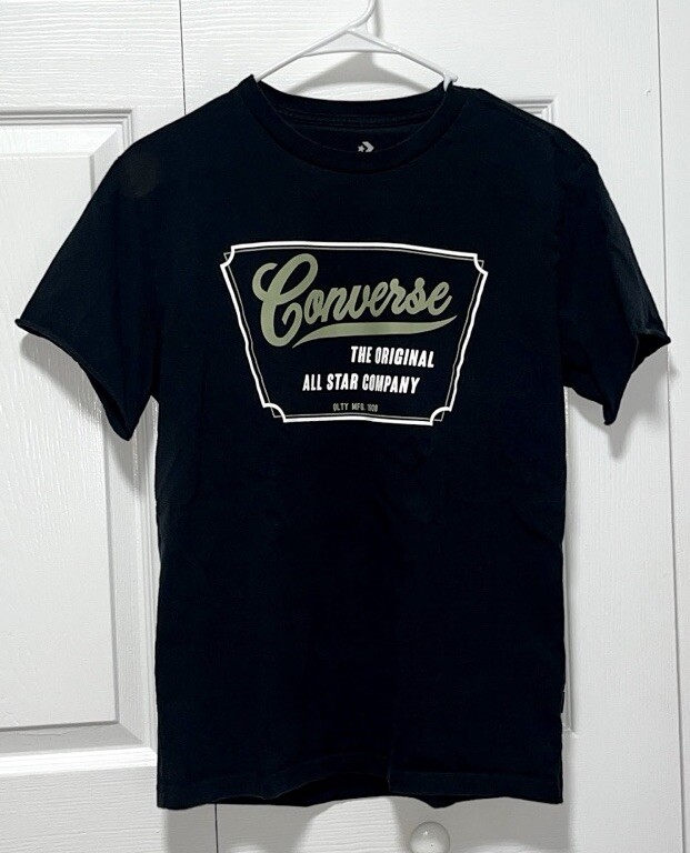 NWT Converse Crew T-Shirt Tee Black Converse The Original All Stars S