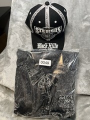 2 Piece Combo 2020 Sturgis Cut Off Button Up Shirt And a 2021 Sturgis Ballcap