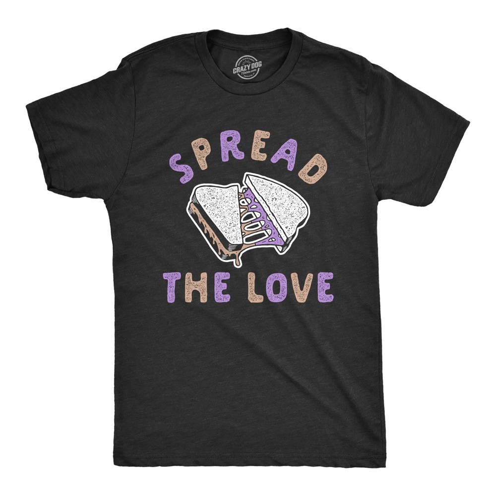 Mens Spread The Love T Shirt Funny Peanut Butter Jelly Sandwich Graphic Tee for