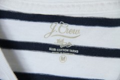 J Crew Slub Cotton Yarns Men’s M Navy Stripe Tee Shirt Coastal Nautical Preppy