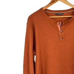 Member’s Mark Thermal Henley Long Sleeve Shirt Rust Orange XL