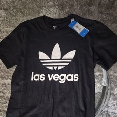 adidas Originals Men’s S Black Short Sleeve Crew Neck Las Vegas Trefoil Tee