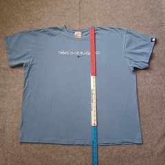 Vtg Nike T Shirt Mens XXL Blue Center Swoosh Embroidered There Is No Finish Line