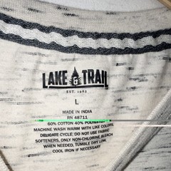 Lake & Trail Men’s Heathered White/Gray Crew Neck Zip Pocket T-Shirt L