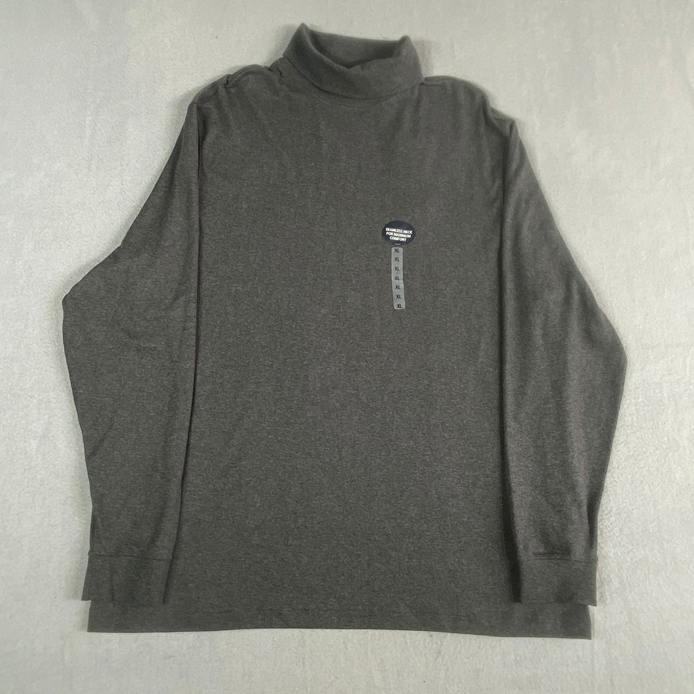Roundtree & Yorke Mens XL Seamless Neck Turtleneck Shirt Long Sleeve Grey New