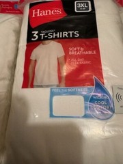 Hanes T Shirts Mens Crew Neck XXXL Large White 2 / 3 Packs (6 TOTAL) 1 ST QUALtY