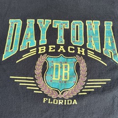 Vintage 80s 90s Daytona Beach Florida Ringer T Shirt Mens Size XL Black Green